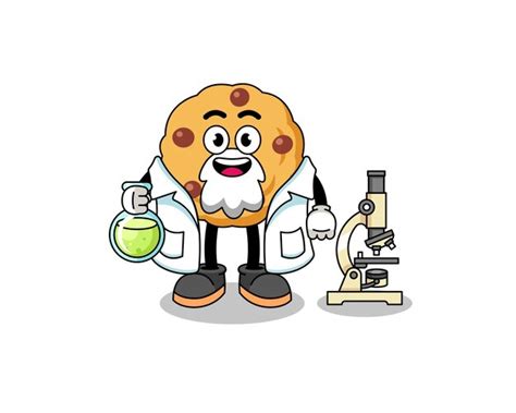 Premium Vector Mascot Of Chocolate Chip Cookie As A Scientist