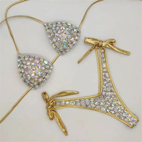 A Sexy Women Swin Suit Piece Bikini Swimwear Beachwear Golden