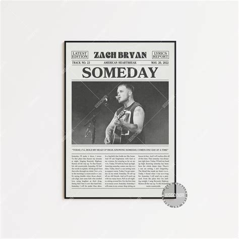 Zach Bryan Retro Newspaper Print Someday Poster Someday Lyrics Print