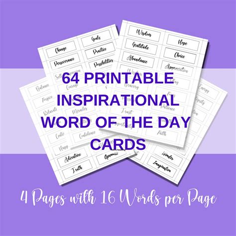 Printable Inspirational Word of the Day Cards 64 Positive - Etsy