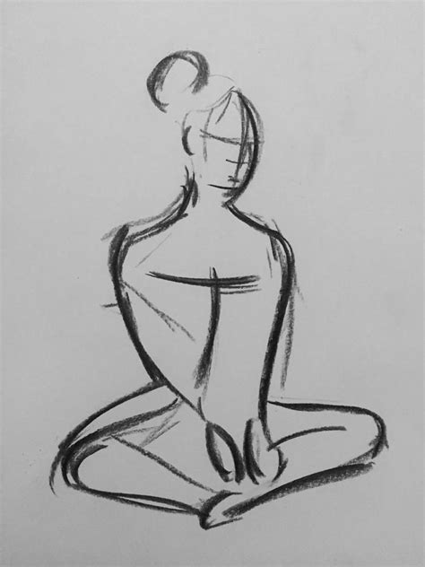 Original Drawing Female Figure Art Minimal Quick Charcoal Etsy