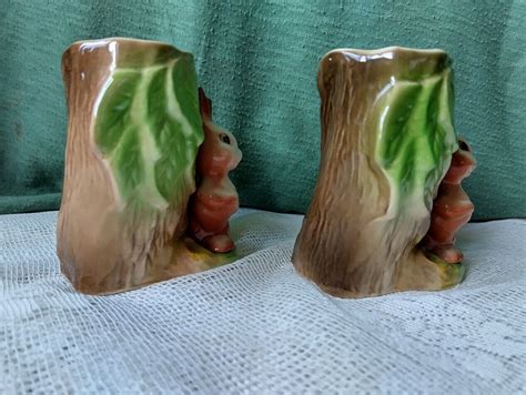 Two Vintage Withernsea Eastgate Pottery No Squirrel Fauna Bud Posy