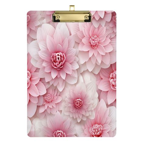 Pink Flowers Floral Acrylic Clipboards A4 Standard Letter Size