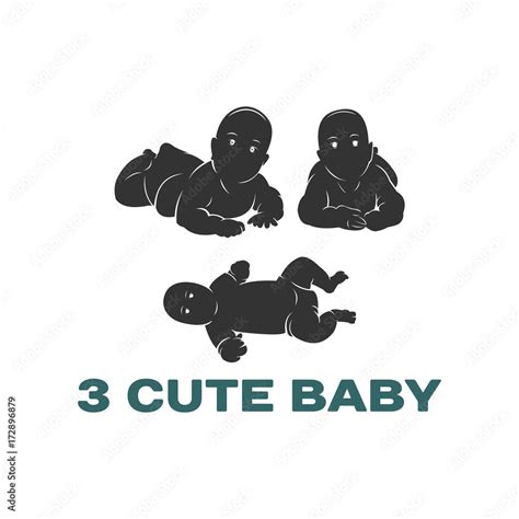 3 cute baby silhouette, isolated Stock Vector | Adobe Stock