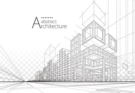 Abstract Architecture Building Line Drawing Stock Illustration ...