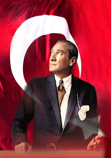 Mustafa Kemal Atat Rk Portrait With Flag