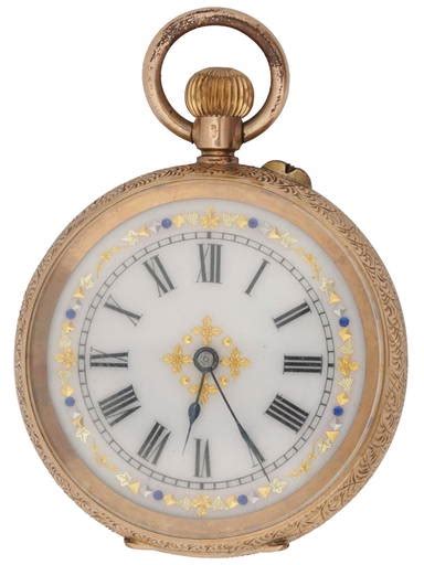 14k Yellow Gold And Jewels Cuivre Pocket Watch