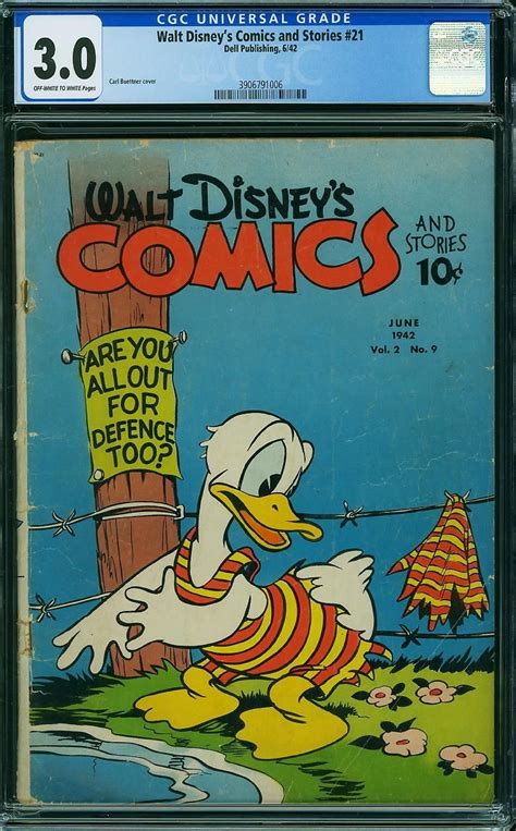 Walt Disneys Comics And Stories 21 1942 Cgc 3 0 Gvg Comic Books