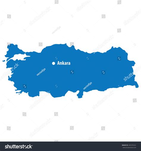 Blue Turkey Map With Capital City Ankara Royalty Free Stock Vector