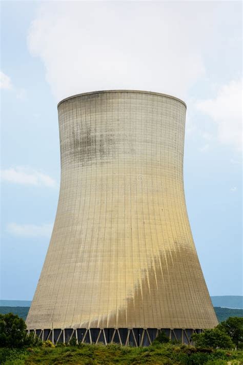 The Cooling Tower of a Nuclear Power Plant Releasing Vapor Stock Image ...