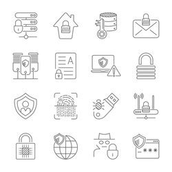 Internet Security Icons Flat Design Royalty Free Vector