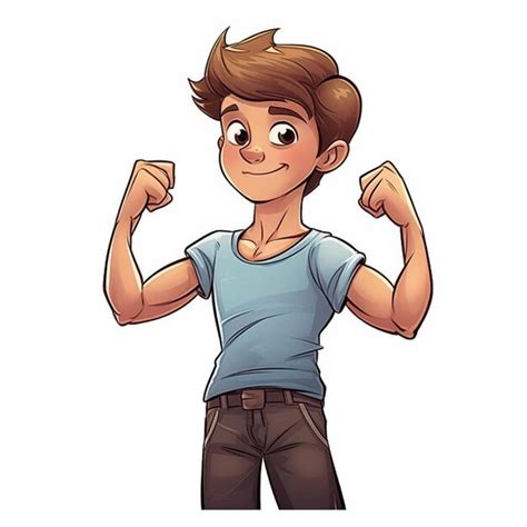 Premium AI Image | cartoon boy flexing his muscles in a pose generative ai