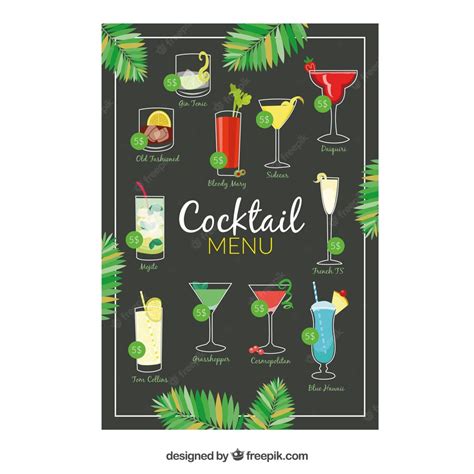 Free Vector Hand Drawn Cocktail Menu Template