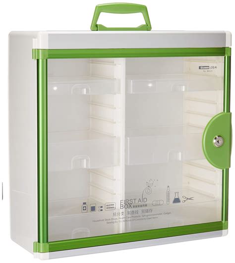 Glosen Locking Medicine Cabinet Wall Mounted and Portable Storage Container Big Capacity Green ...