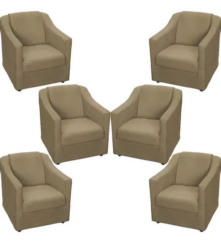 Kit de 6 sillones de recepción decorativos reforzados gamuza color