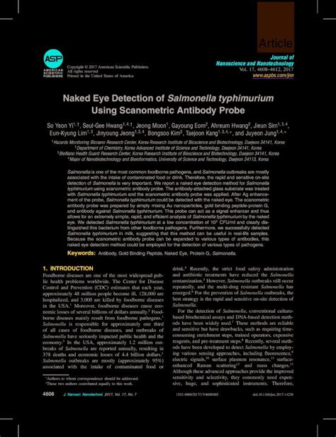 PDF Naked Eye Detection Of Salmonella Typhimurium Using