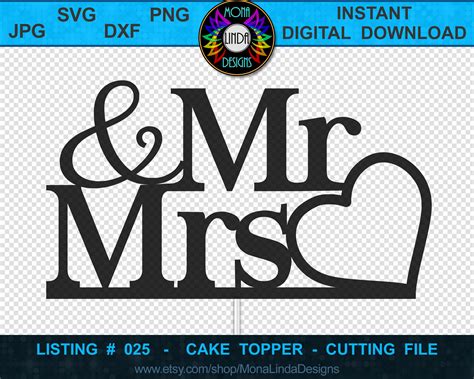 Cake Topper Svg Mr Mrs Wedding Svg Anniversary Svg Wedding Cake | The ...