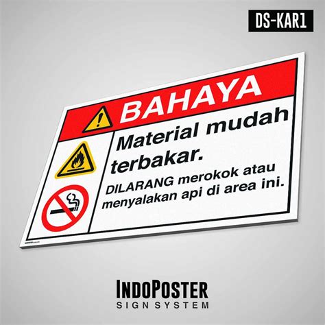 Jual Safety Sign Rambu K Pvc Ansi Mudah Terbakar Dilarang Merokok