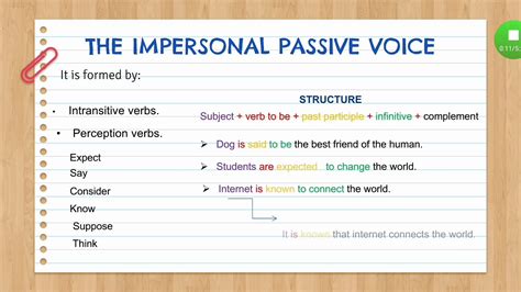 Passive Voice And Impersonal Passive Voice Youtube