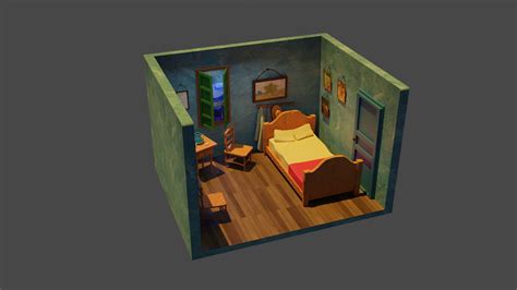 Vincent Van Gogh Art Like Room Low Poly Blender Low-poly 3D Model 3D - TurboSquid 2047793