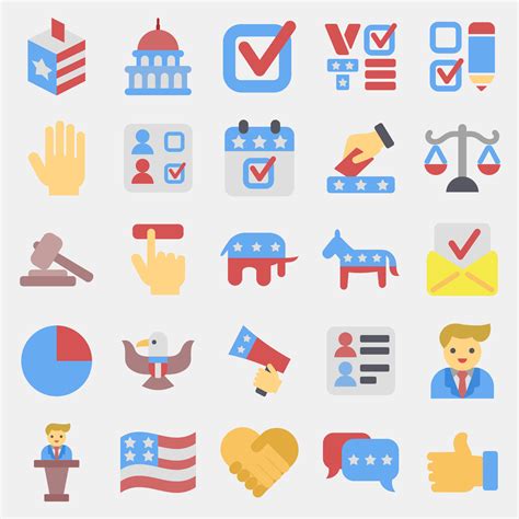 Icon set of usa election. USA general election elements. Icons in flat ...