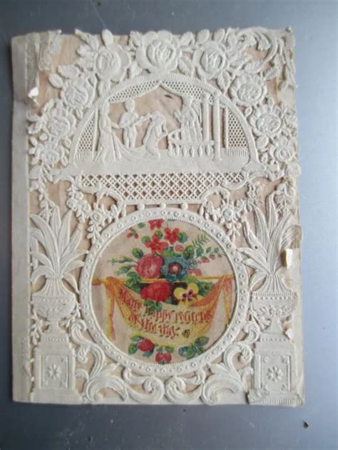 Canivet Ancien Image Pieuse Dentelle Holy Card Pochoir Eur