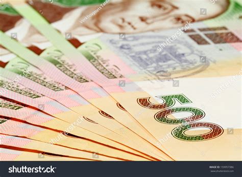 Ukrainian Five Hundred Hryvnya Bills Arranged Stock Photo 159957386