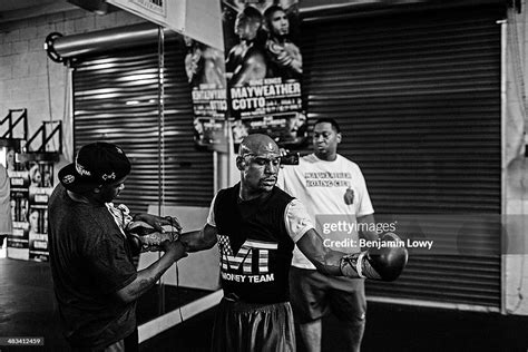 Floyd Mayweather trains at his gym on July 25 in Las Vegas, Nevada ...