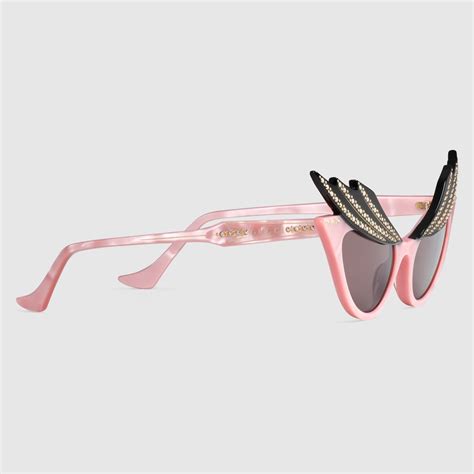 Cat Eye Frame Sunglasses In Pink Acetate Gucci® Uk