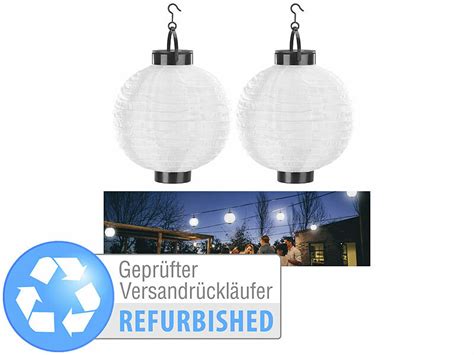 Lunartec großer Solar Lampion 2er Set Solar LED Lampion Dämmerungs