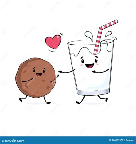 Cookie And Milk Stock Vector Illustration Of Children 260965570