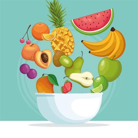 fruit bowl with fruit in the air 688181 Vector Art at Vecteezy