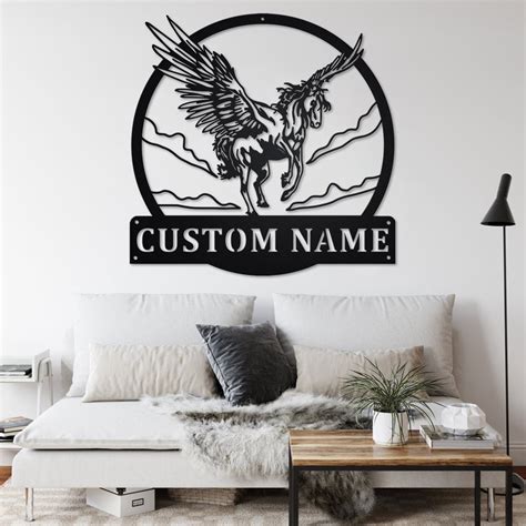 Custom Pegasus Metal Wall Art Personalized Pegasus Name Sign