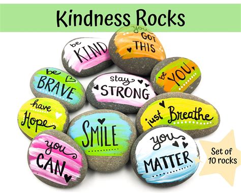 Kindness Stones Set Of 10 Affirmation Pocket Rocks Encouragement