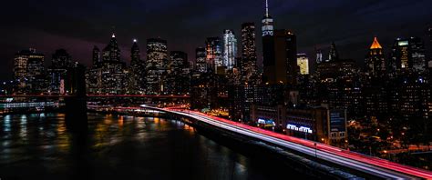 New York City Wallpaper 4K, Night view, Cityscape