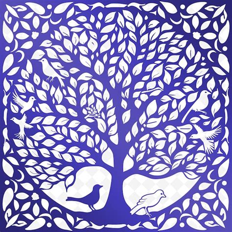 Premium Psd Stained Glass Panel Outline With Tree Of Life Design And