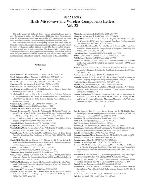 Pdf Index Ieee Microwave And Wireless Components Letters Vol