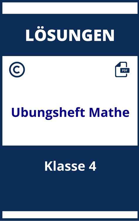 Übungsheft Mathe Klasse 4 Lösungen