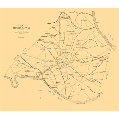 Historic County Map - Newberry County South Carolina - Lake 1887 - 26