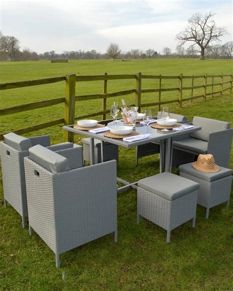 Rattan 4 Seater Cube Table Dining Garden Furniture Set Fasci Garden