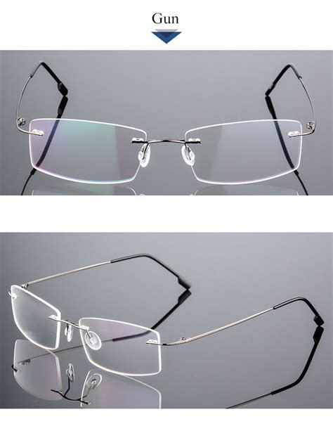 2021 Classic Mens Titanium Rimless Glasses Frames Spring Temple Myopia Optical Frame Ultra