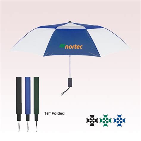 Inch Arc Custom Imprinted Telescopic Folding Vented Umbrellas