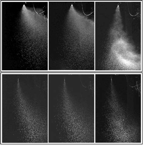 Downwash effect with a wind velocity of 3 m/s with hollowcone(Top) and ...