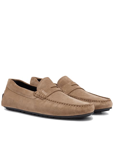 Boss Mens Noel Suede Moccasins Medium Beige