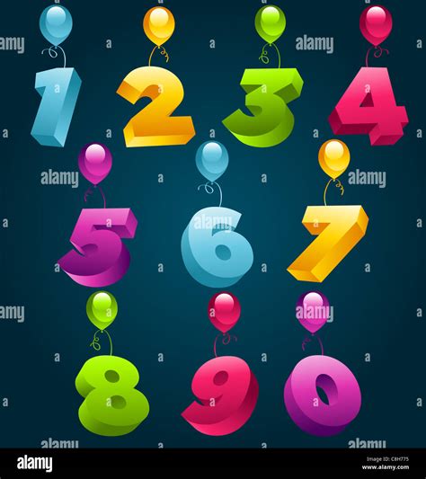 Numbers with colorful birthday balloons Stock Photo - Alamy