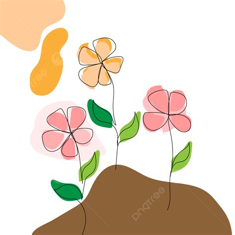 Arte De La Línea De Flores Rosa Png Flor Rosado Arte Lineal Png Y