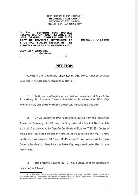 Pdf Petition For Judicial Reconstitution Dokumen Tips