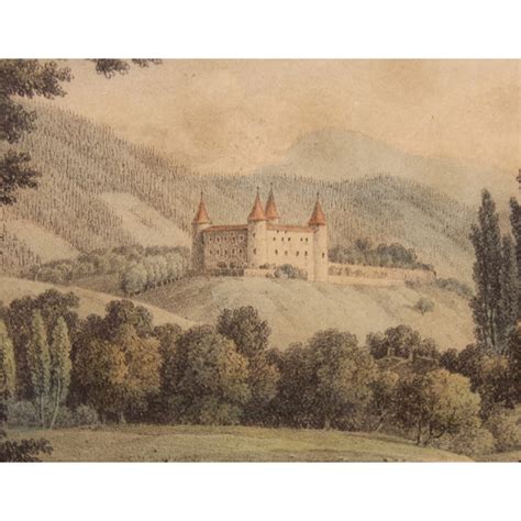 Gravure Chateau De La Reine Berthe Par Bourgeois Moinat Sa