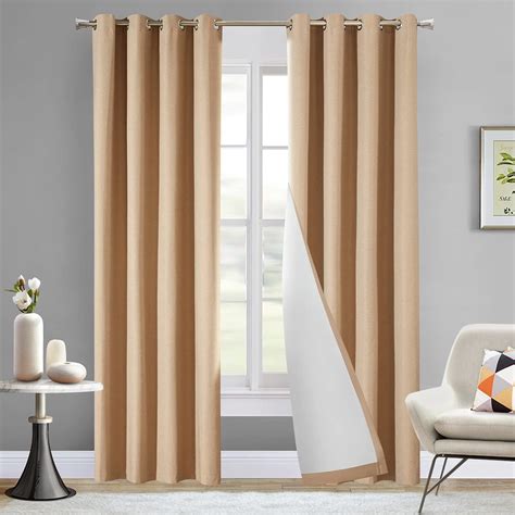 Loyolady Flesh Blackout Curtains 102 Inches Long 2 Panels