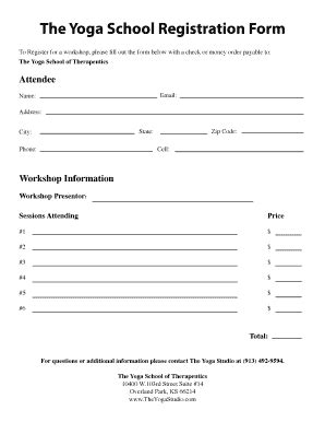 Fillable Online The Yoga School Registration Form Fax Email Print